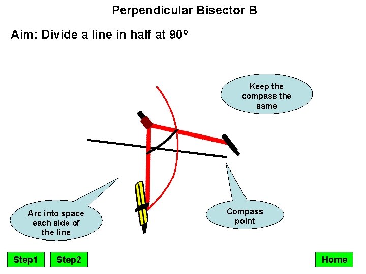 Perpendicular Bisector B Aim: Divide a line in half at 90º Keep the compass