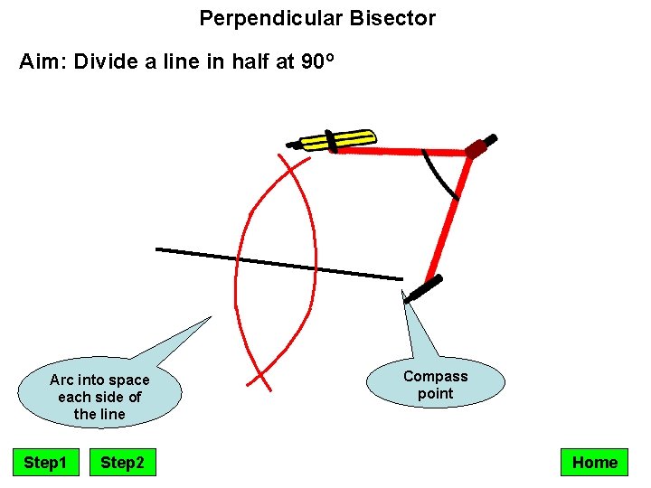 Perpendicular Bisector Aim: Divide a line in half at 90º Arc into space each
