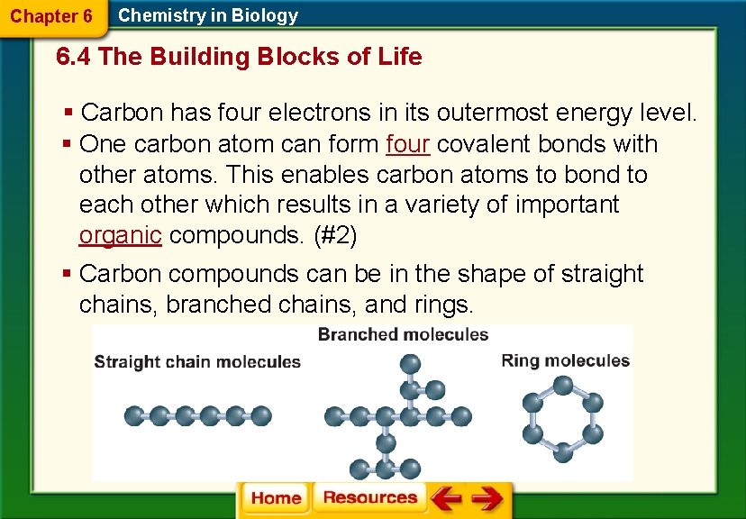 Chapter 6 Chemistry in Biology 6. 4 The Building Blocks of Life § Carbon