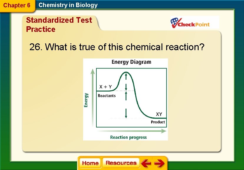 Chapter 6 Chemistry in Biology Standardized Test Practice 26. What is true of this