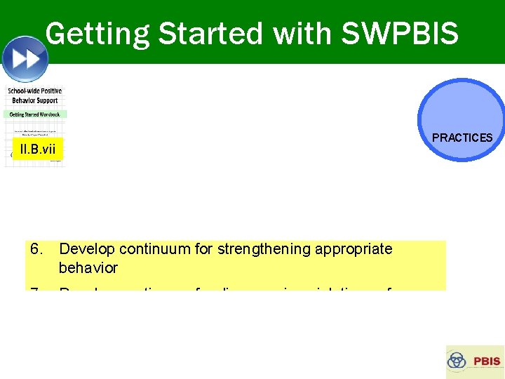 Getting Started with SWPBIS 1. Establish an effective leadership team 2. Develop brief statement