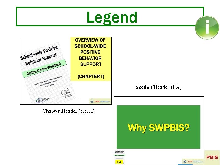 Legend Section Header (I. A) Chapter Header (e. g. , I) 