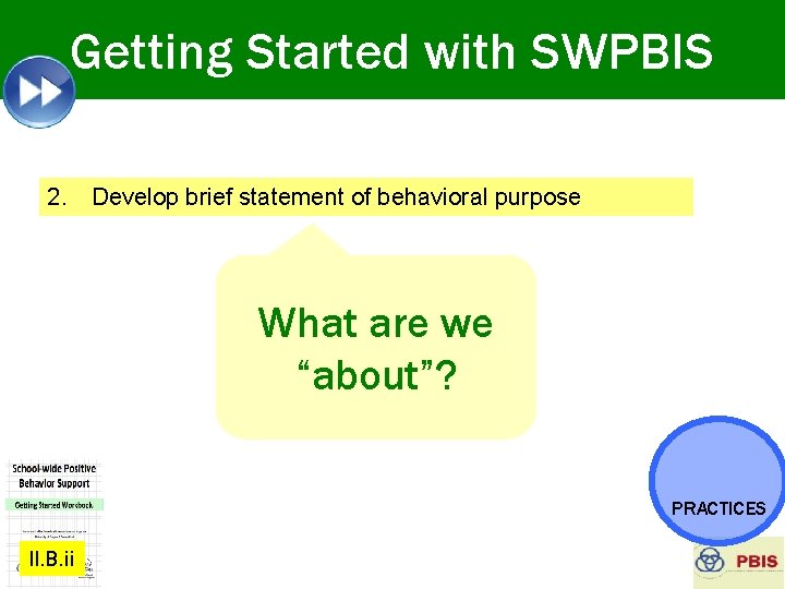 Getting Started with SWPBIS 1. Establish an effective leadership team 2. Develop brief statement