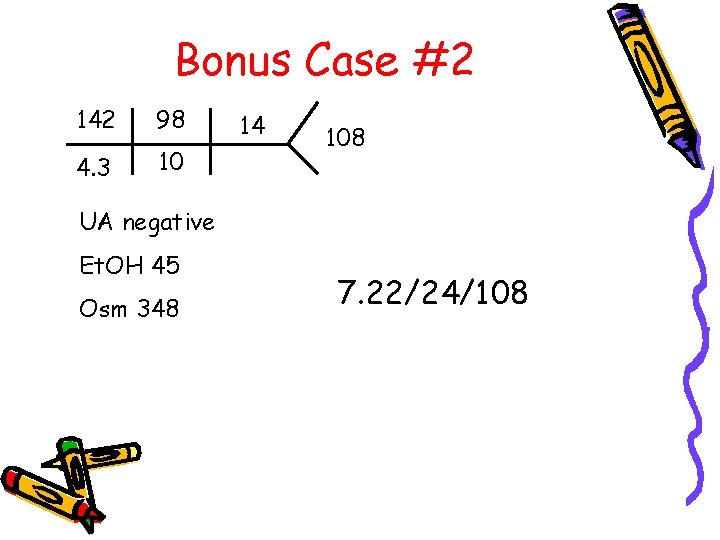 Bonus Case #2 142 98 4. 3 10 14 108 UA negative Et. OH