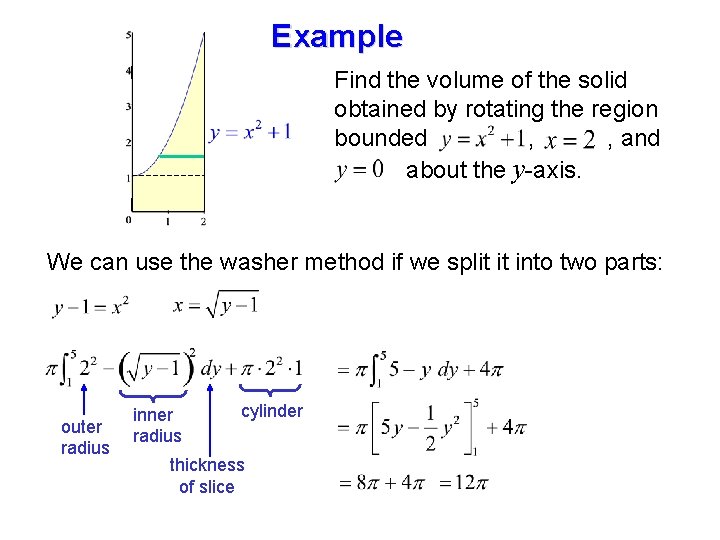 Example Find the volume of the solid obtained by rotating the region bounded ,