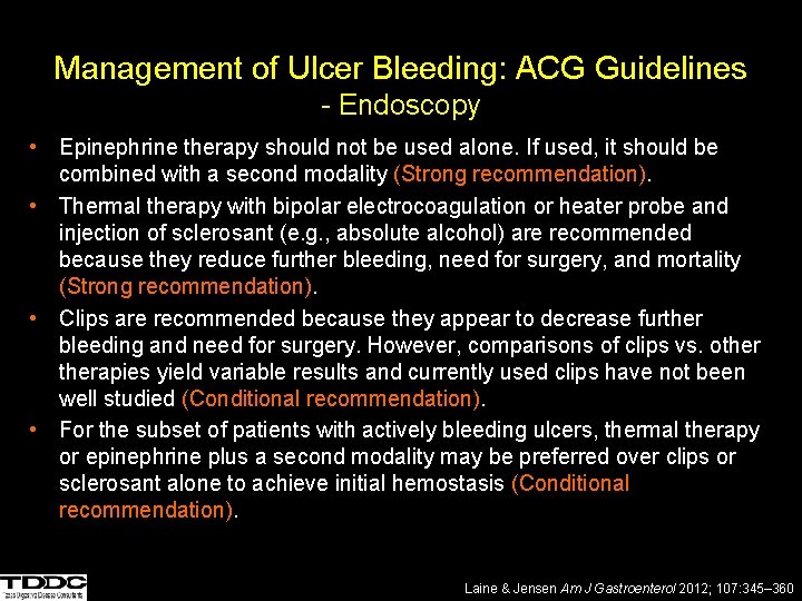 Management of Ulcer Bleeding: ACG Guidelines - Endoscopy • Epinephrine therapy should not be