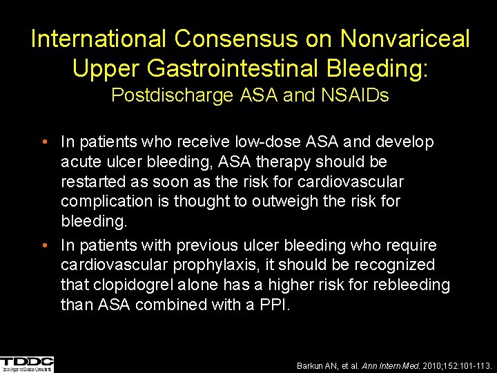 International Consensus on Nonvariceal Upper Gastrointestinal Bleeding: Postdischarge ASA and NSAIDs • In patients