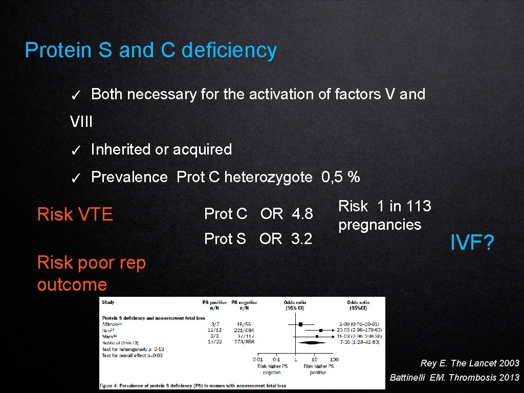 Protein S and C deficiency ✓ Both necessary for the activation of factors V