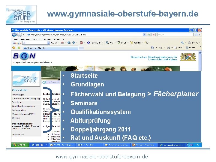 www. gymnasiale-oberstufe-bayern. de • Startseite • Grundlagen • • • Fächerwahl und Belegung >