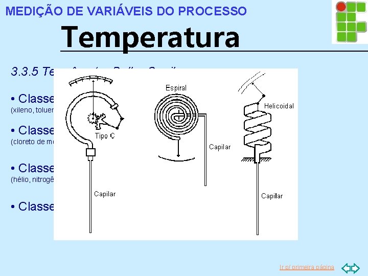 MEDIÇÃO DE VARIÁVEIS DO PROCESSO Temperatura 3. 3. 5 Termômetro Bulbo Capilar • Classe