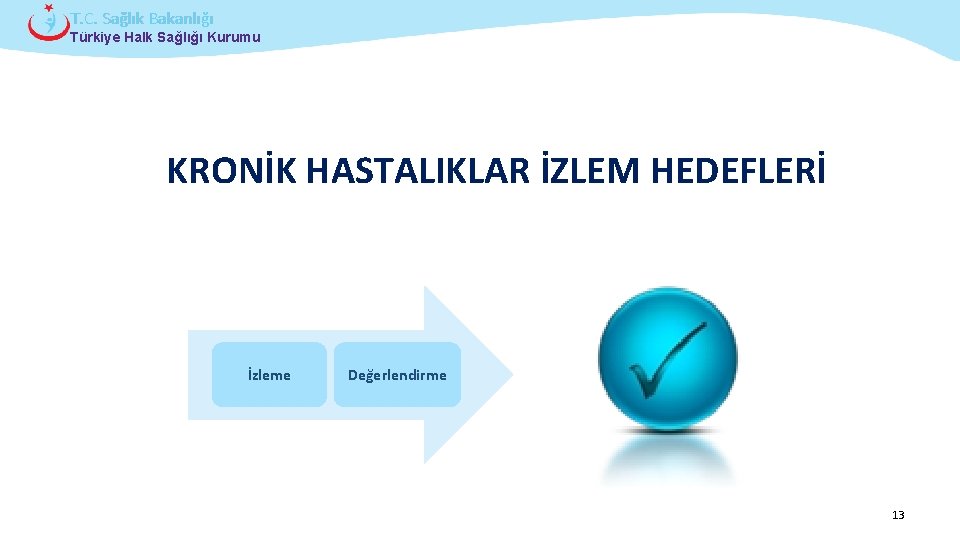 T. C. Sağlık Bakanlığı Türkiye Halk Sağlığı Kurumu KRONİK HASTALIKLAR İZLEM HEDEFLERİ İzleme Değerlendirme