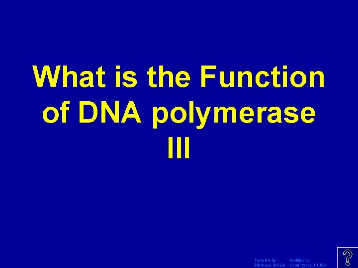 What is the Function of DNA polymerase III Template by Modified by Bill Arcuri,