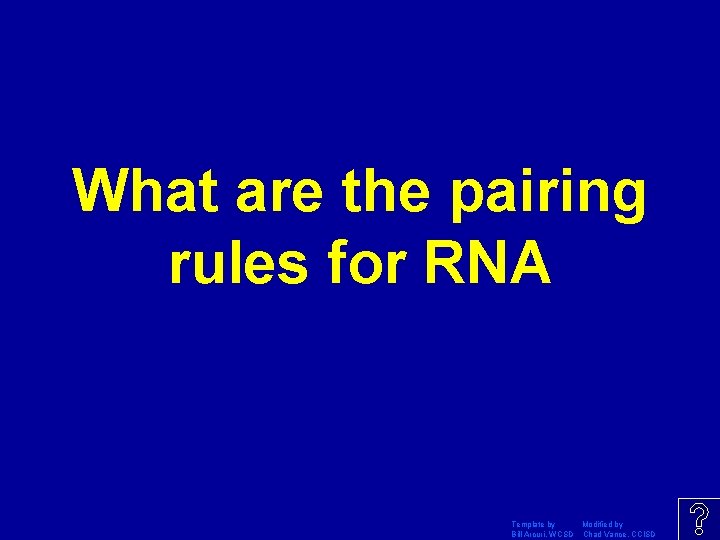 What are the pairing rules for RNA Template by Modified by Bill Arcuri, WCSD