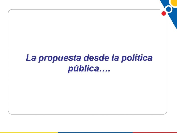 La propuesta desde la política pública…. 