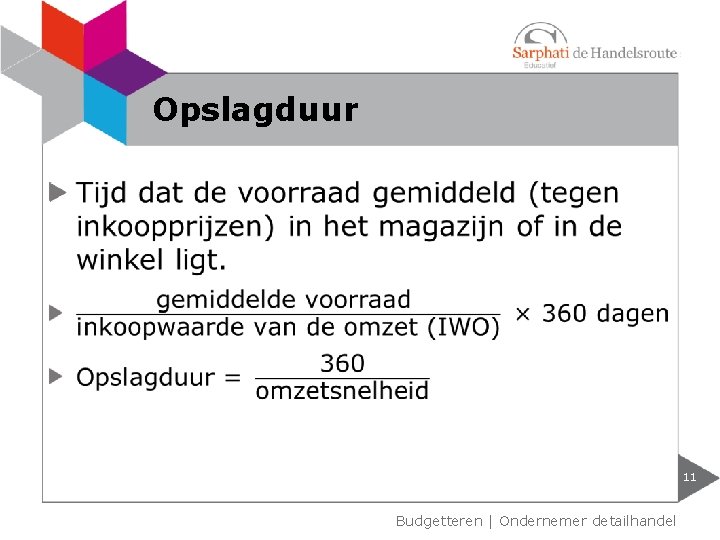 Opslagduur 11 Budgetteren | Ondernemer detailhandel 