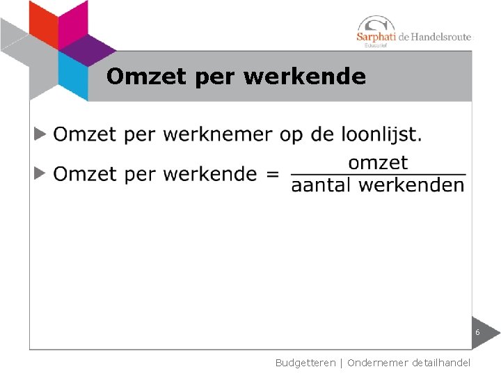 Omzet per werkende 6 Budgetteren | Ondernemer detailhandel 