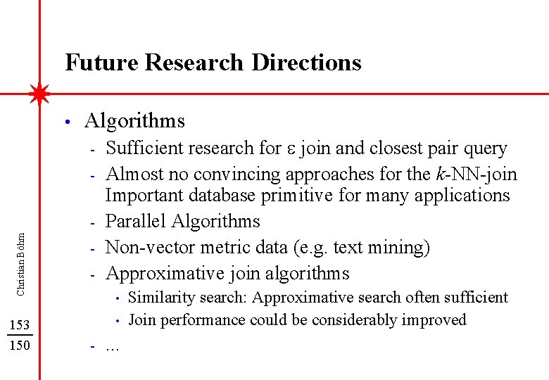 Future Research Directions • Algorithms - Christian Böhm - 153 150 - Sufficient research