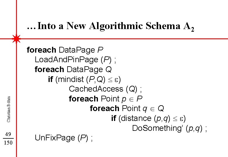 Christian Böhm …Into a New Algorithmic Schema A 2 49 150 foreach Data. Page