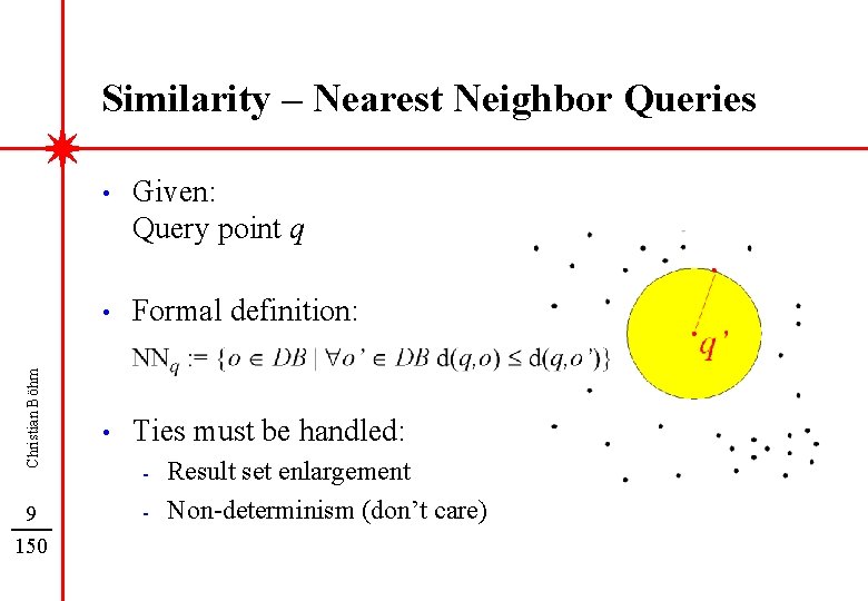 Christian Böhm Similarity – Nearest Neighbor Queries 9 150 • Given: Query point q