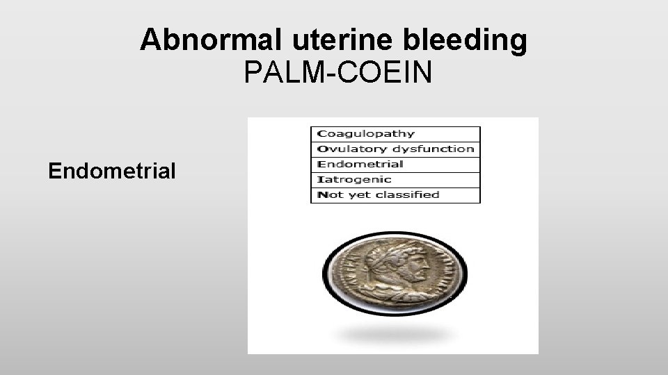 Abnormal uterine bleeding PALM-COEIN Endometrial 