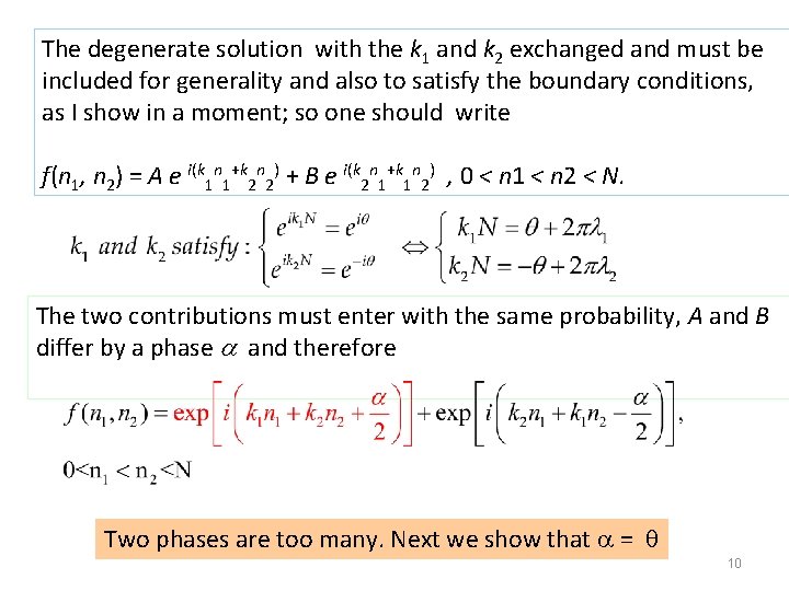 The degenerate solution with the k 1 and k 2 exchanged and must be