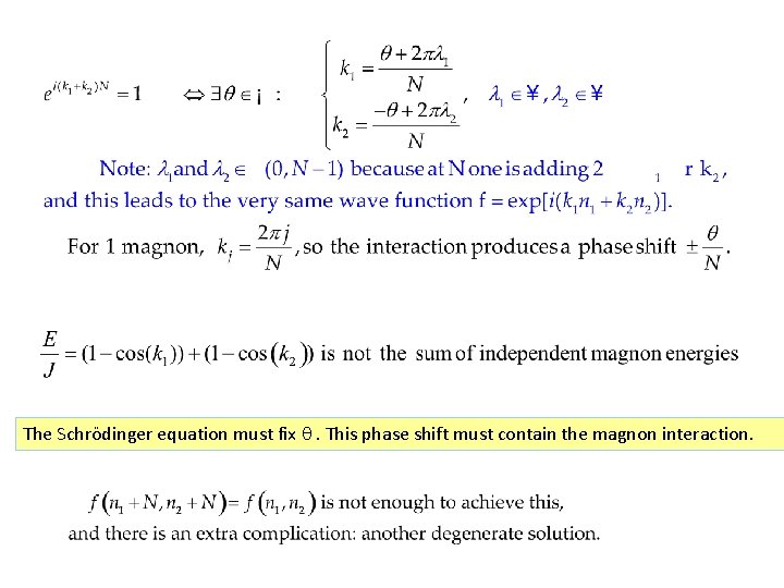 The Schrödinger equation must fix q. This phase shift must contain the magnon interaction.