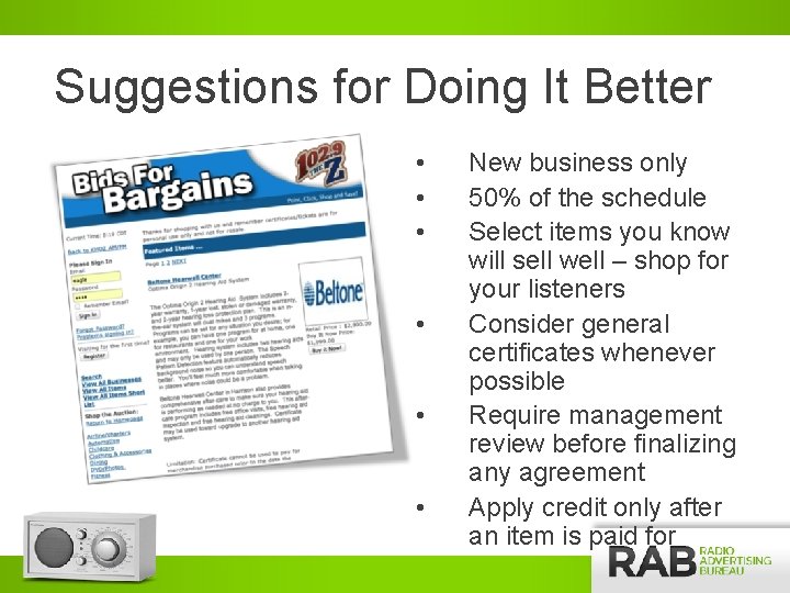 Suggestions for Doing It Better • • • New business only 50% of the