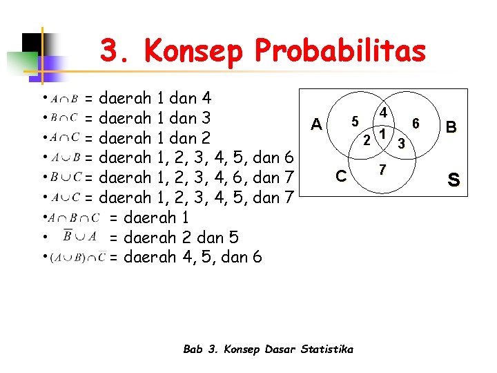 3. Konsep Probabilitas • • • = = = daerah 1 dan 4 4