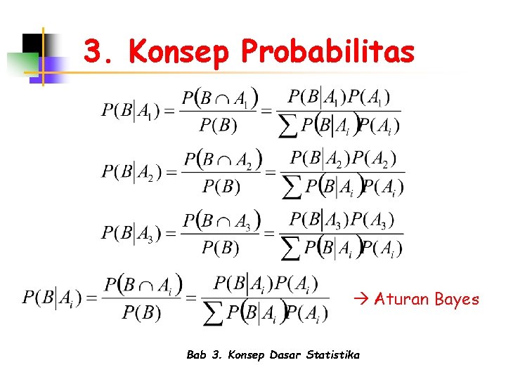 3. Konsep Probabilitas Aturan Bayes Bab 3. Konsep Dasar Statistika 