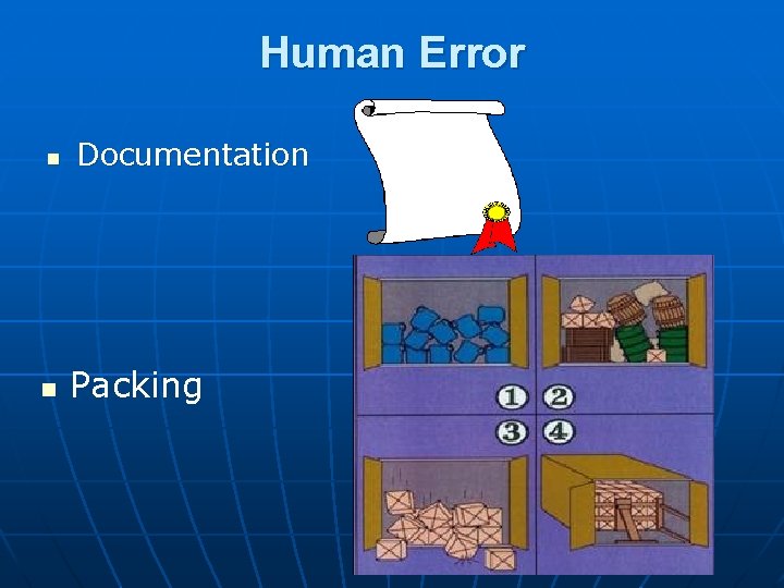 Human Error n n Documentation Packing 