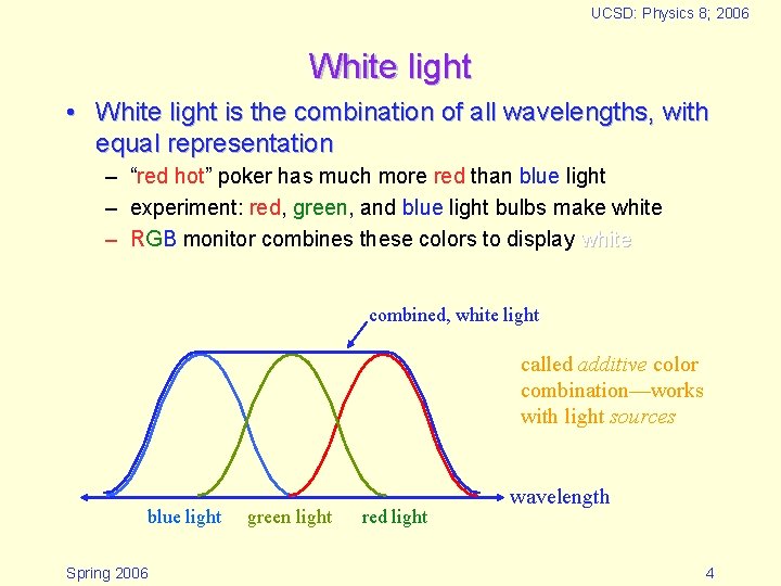 UCSD: Physics 8; 2006 White light • White light is the combination of all