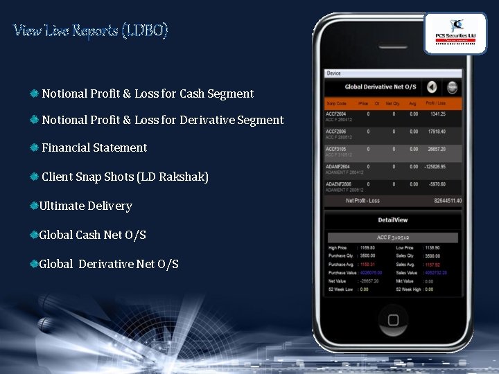 View Live Reports (LDBO) Notional Profit & Loss for Cash Segment Notional Profit &