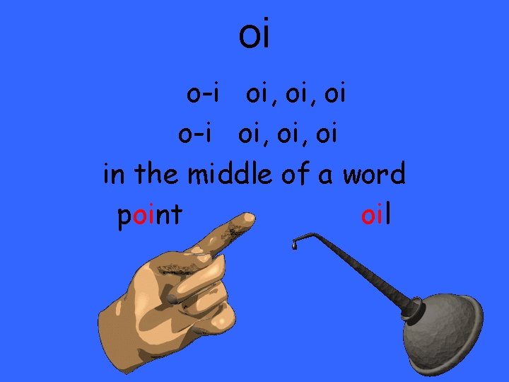 oi o-i oi, oi, oi in the middle of a word point oil 