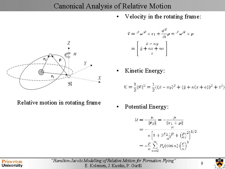Canonical Analysis of Relative Motion • Velocity in the rotating frame: • Kinetic Energy: