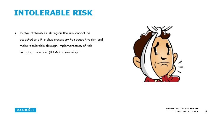 INTOLERABLE RISK • In the intolerable risk region the risk cannot be accepted and