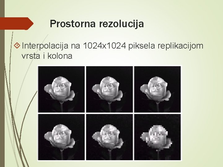 Prostorna rezolucija Interpolacija na 1024 x 1024 piksela replikacijom vrsta i kolona 