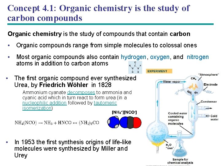 Concept 4. 1: Organic chemistry is the study of carbon compounds Organic chemistry is