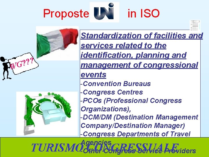 Proposte ? ? ? WG in ISO Standardization of facilities and services related to