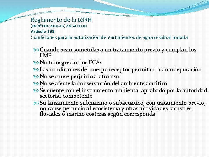 Reglamento de la LGRH (DS N° 001 -2010 -AG) del 24. 03. 10 Artículo
