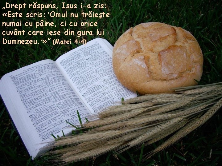 „Drept răspuns, Isus i-a zis: «Este scris: ʼOmul nu trăieşte numai cu pâine, ci
