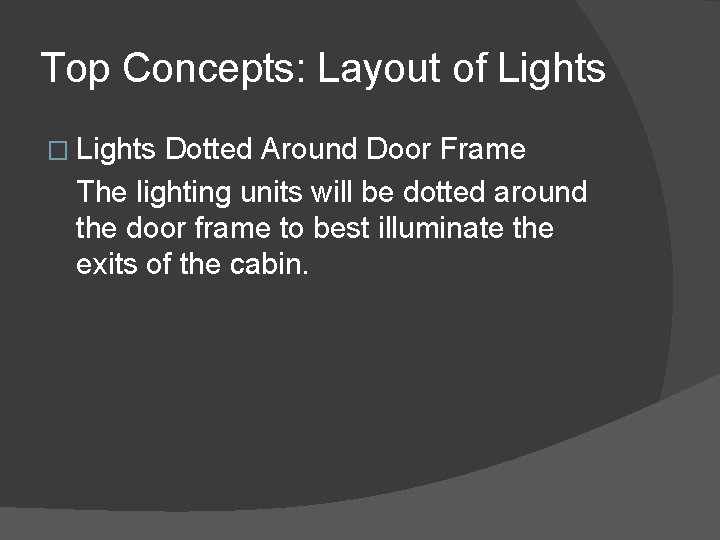 Top Concepts: Layout of Lights � Lights Dotted Around Door Frame The lighting units