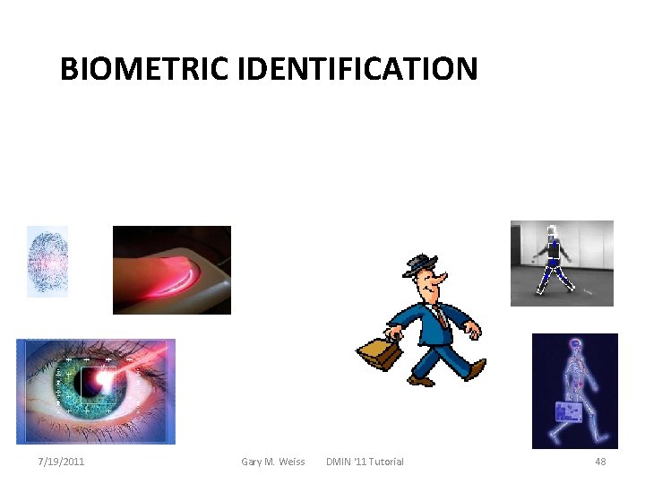 BIOMETRIC IDENTIFICATION 7/19/2011 Gary M. Weiss DMIN '11 Tutorial 48 