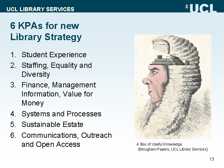 UCL LIBRARY SERVICES 6 KPAs for new Library Strategy 1. Student Experience 2. Staffing,