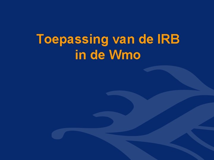 Toepassing van de IRB in de Wmo 