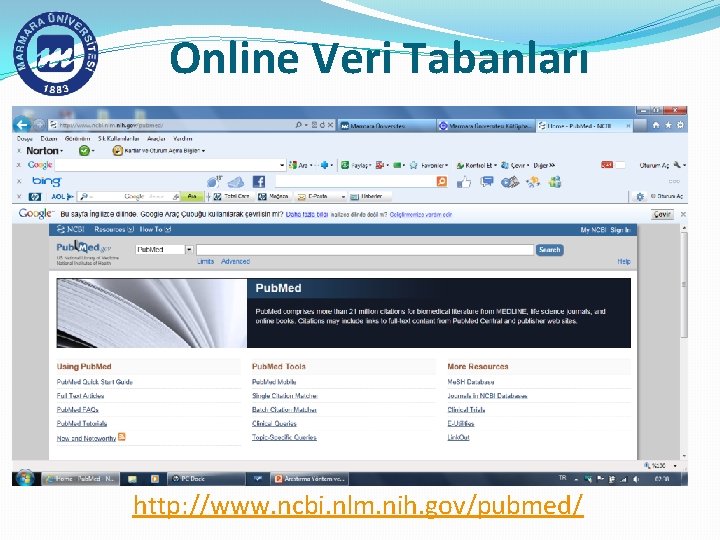 Online Veri Tabanları http: //www. ncbi. nlm. nih. gov/pubmed/ 