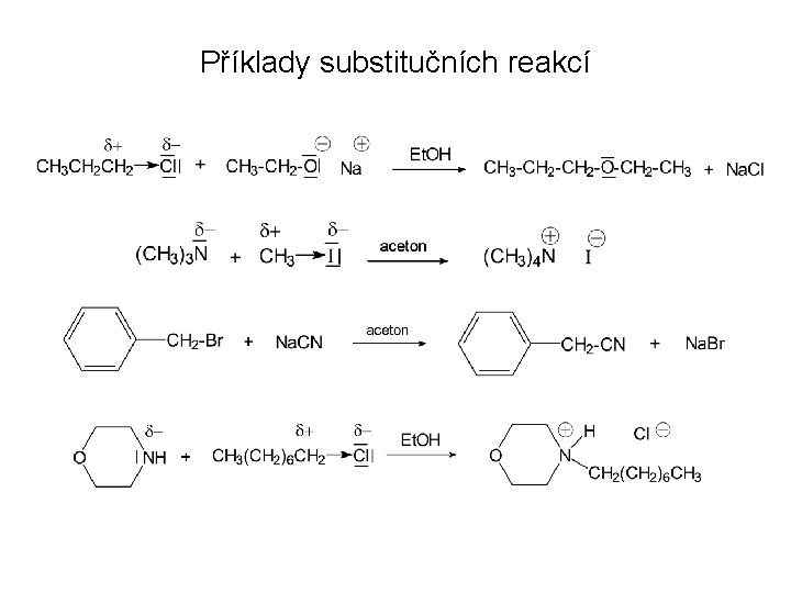 Příklady substitučních reakcí 