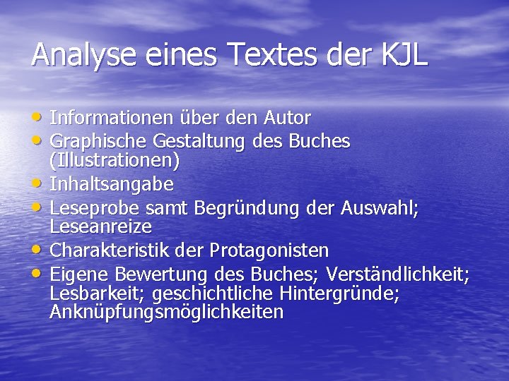 Analyse eines Textes der KJL • Informationen über den Autor • Graphische Gestaltung des