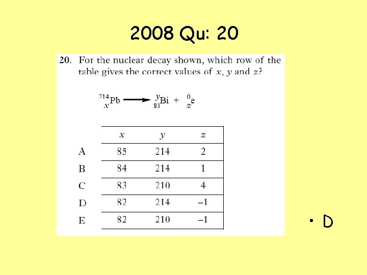 2008 Qu: 20 • D 