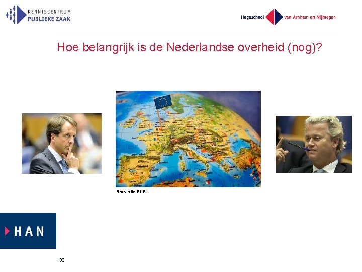 Hoe belangrijk is de Nederlandse overheid (nog)? Bron: site BNR 30 