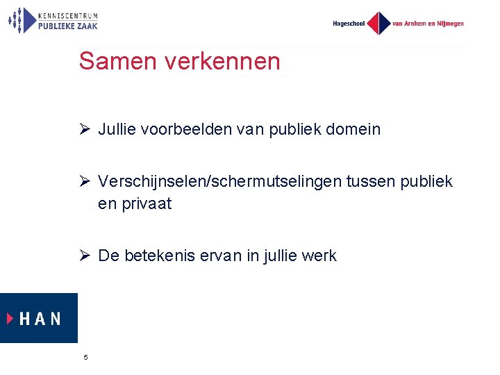 Samen verkennen Jullie voorbeelden van publiek domein Verschijnselen/schermutselingen tussen publiek en privaat De betekenis